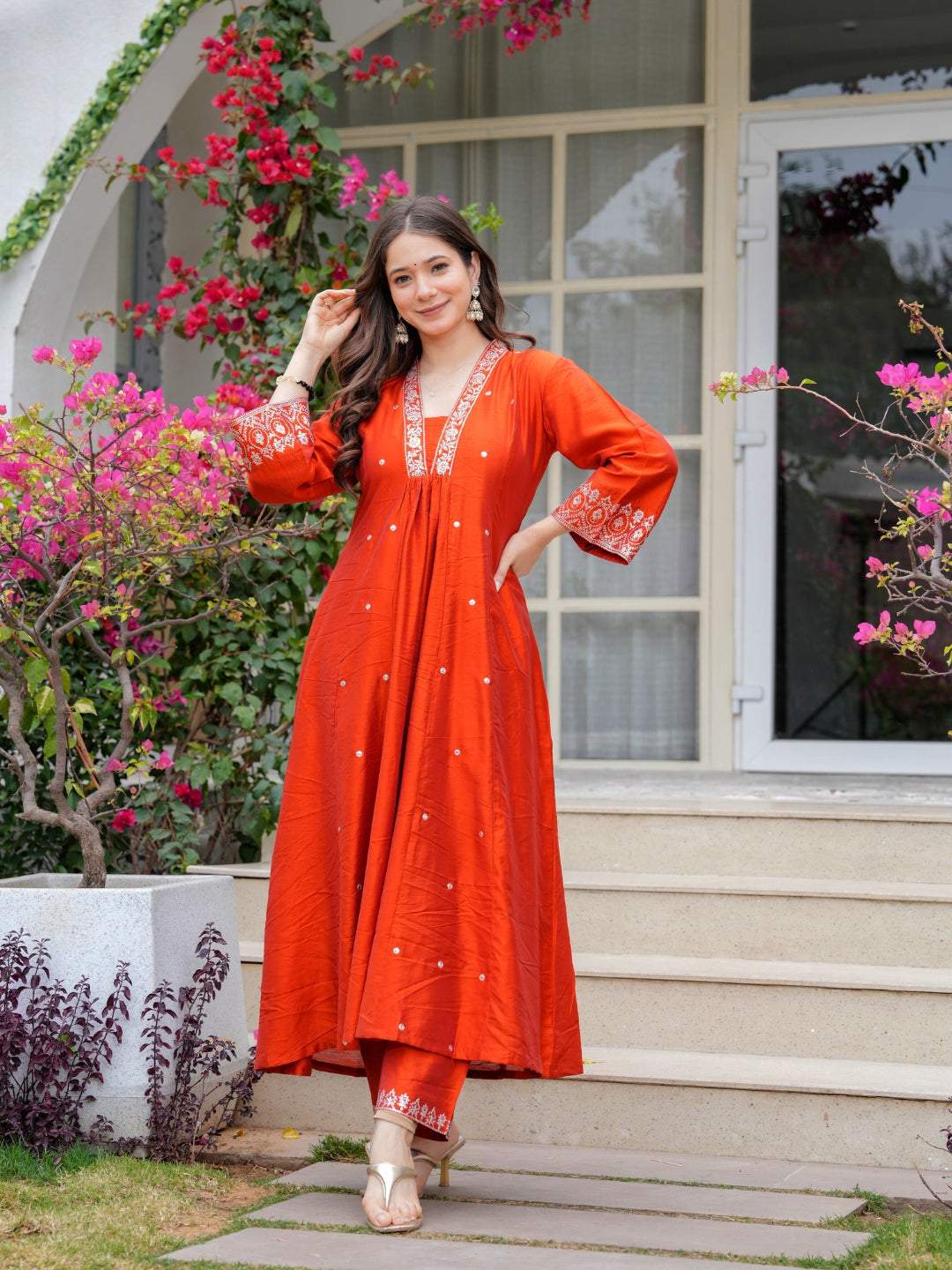 Embroidery Viscose Chanderi Kurta Set