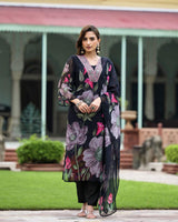 White Embroidery Georgette Kurta Set
