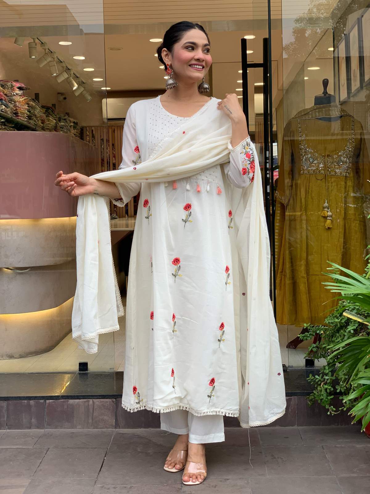 Embroidared Chanderi Silk Kurta Set