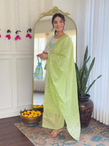 White Embroidery Viscose Chanderi Kurta Set