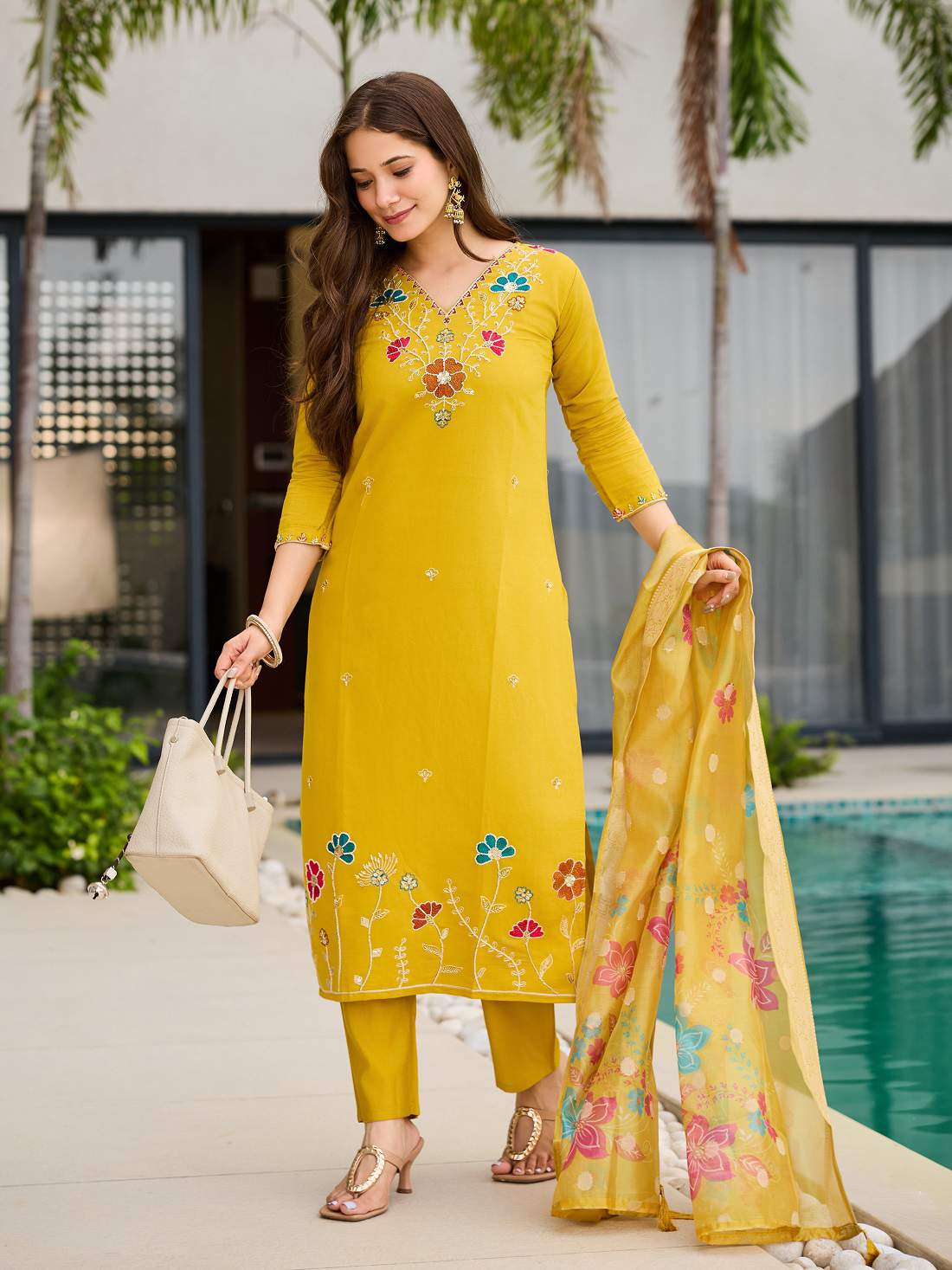 Embroidared Beads Viscose Gadhwal Kurta Set