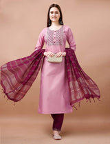 Embroidery Cotton Blend Kurta Set