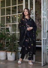 Printed Silk Blend Kurta Set