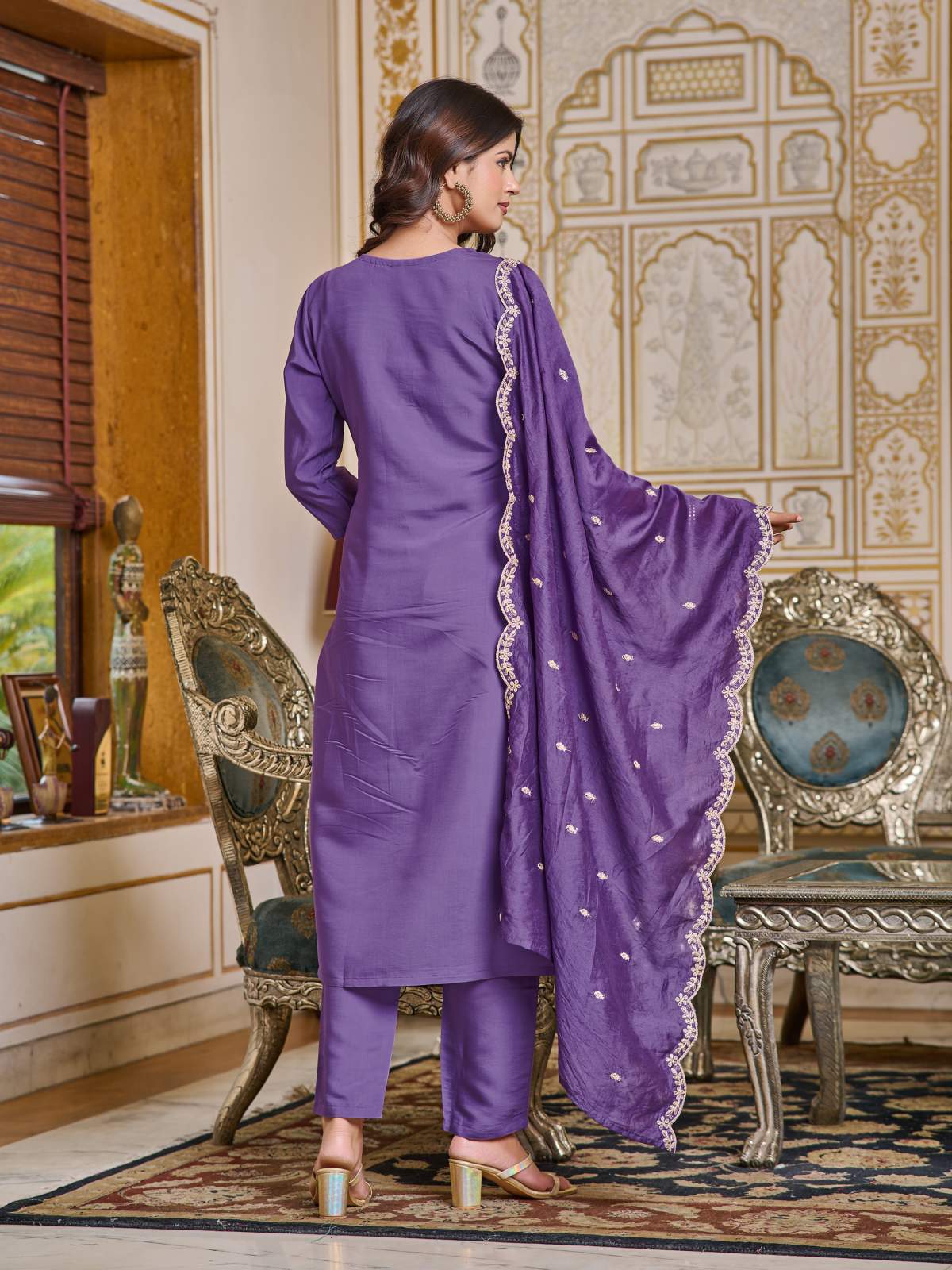 Embroidery Chanderi Kurta Set
