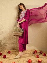 Embroidared Viscose Chanderi Kurta Set