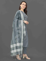Embroidery & Mirror Work Cottan Blend Kurta Set