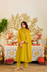 Embroidared Viscose Satin Kurta Set