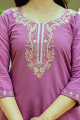 Embroidared Beads Viscose Chanderi Silk Kurta Set