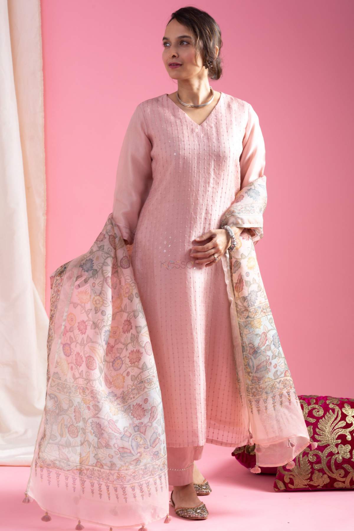 Embroidery Viscose Chanderi Kurta Set
