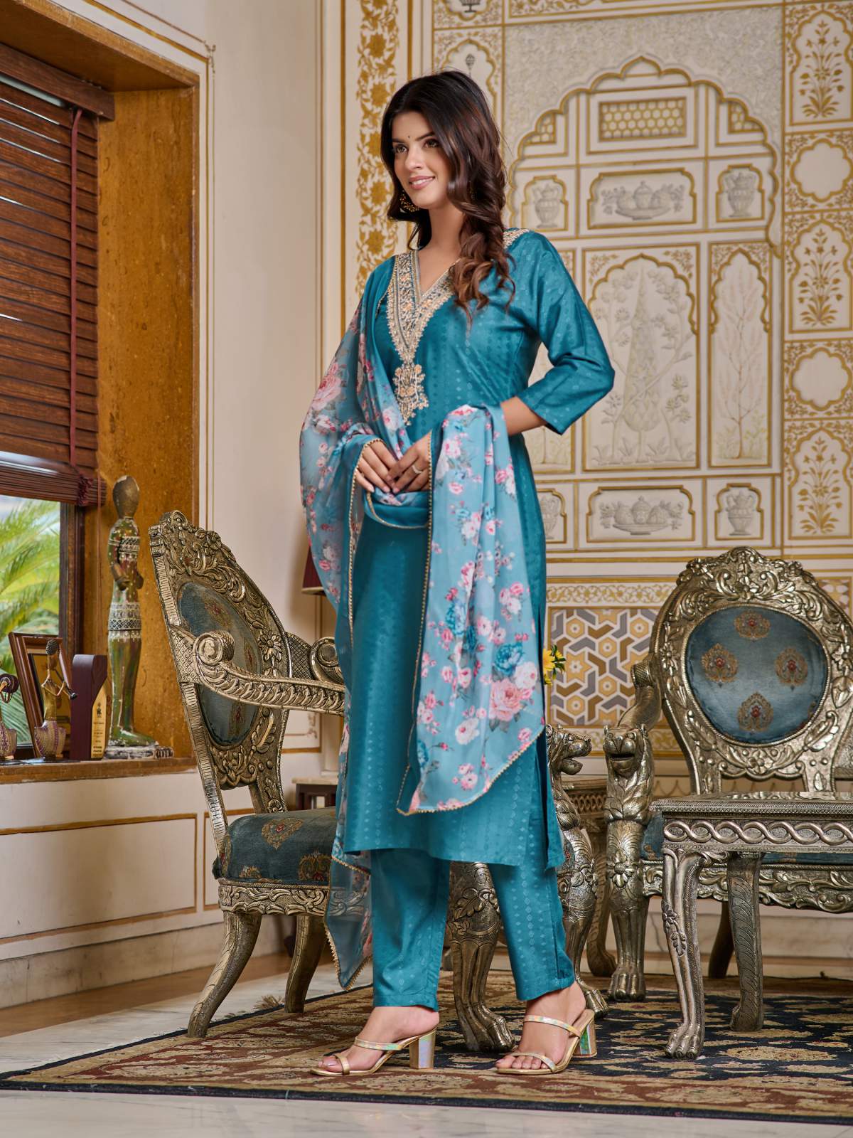 Heavy Embroidered Viscose Rayon Kurta Set