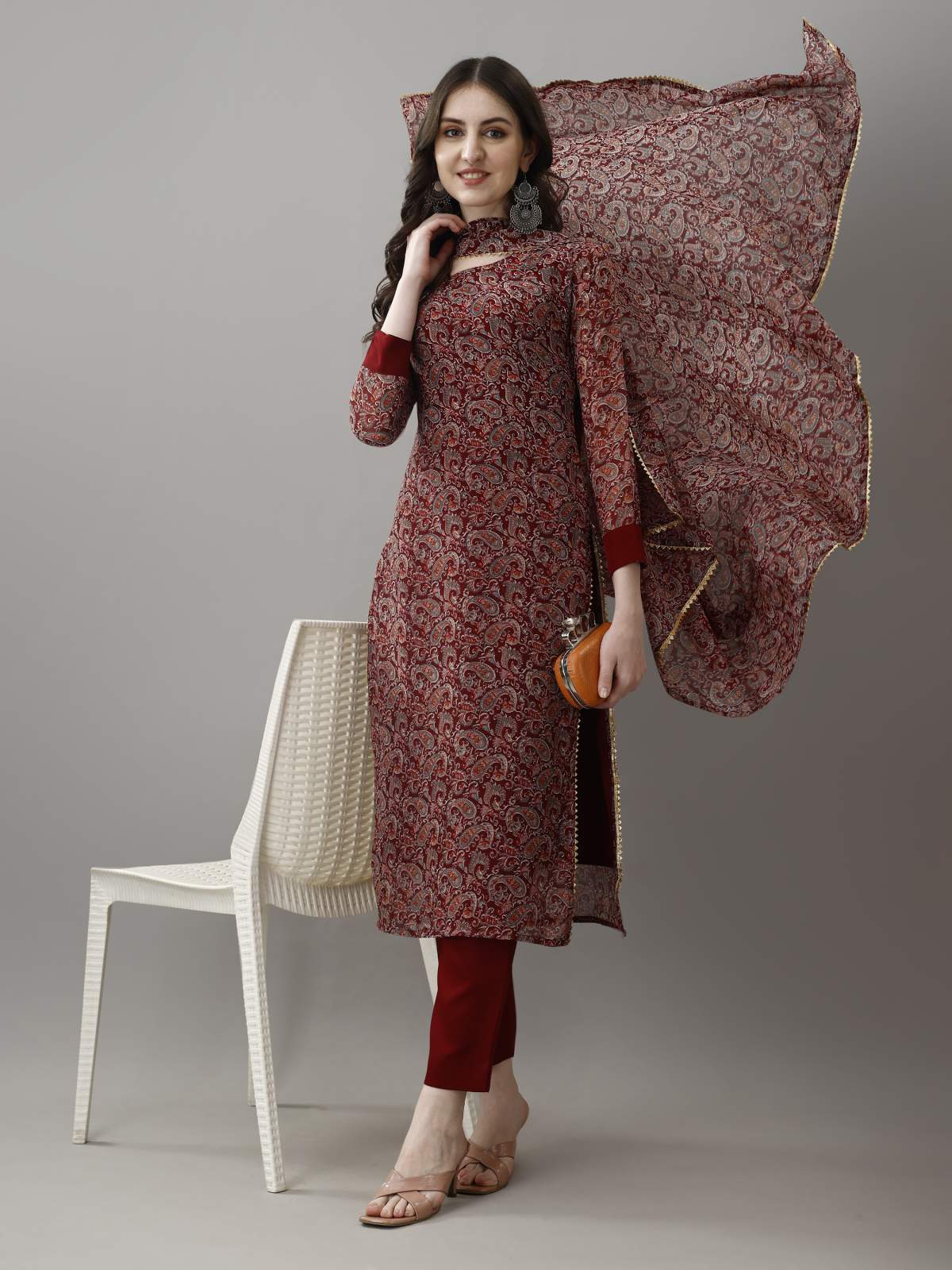 Embroidared Faux Georgette Kurta Set