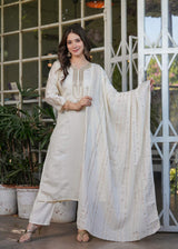 Embroidered Work - Viscose Chanderi Kurta Set