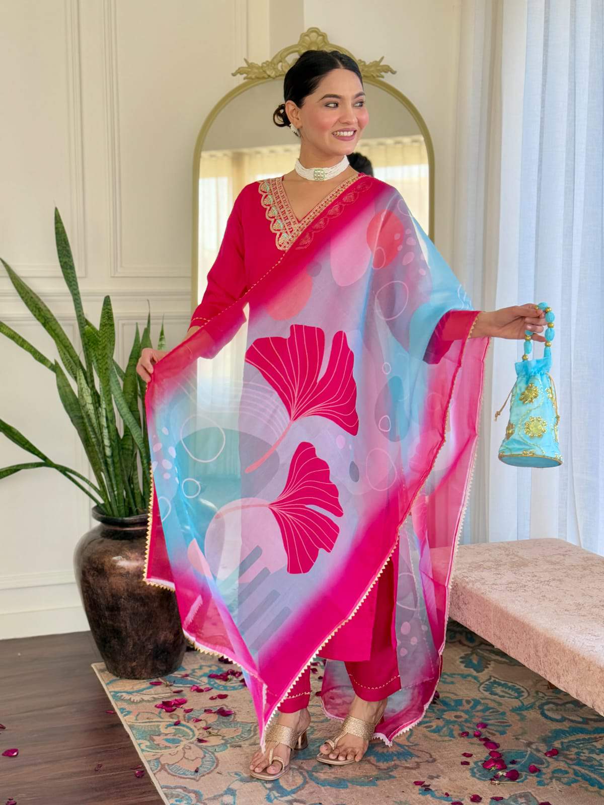 Embroidery Rayon Slub Kurta Set