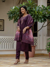 Embroidery Roman Silk With Cotton Lining Kurta Set