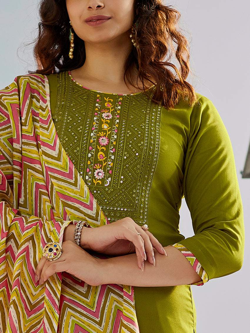 Embroidery Muslin Cotton Kurta Set