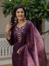 Embroidery Roman Silk With Cotton Lining Kurta Set