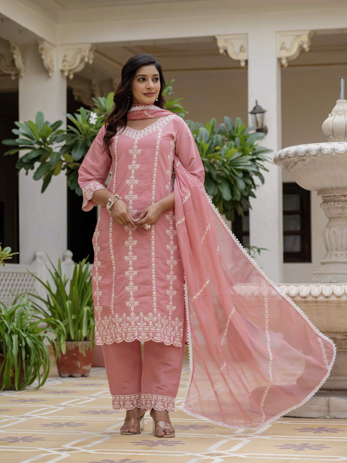 Embroidery Roman Silk With Cotton Lining Kurta Set