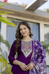 Embroidared Chanderi Cotton Kurta Set