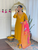 Embroidery Chanderi Silk Kurta Set