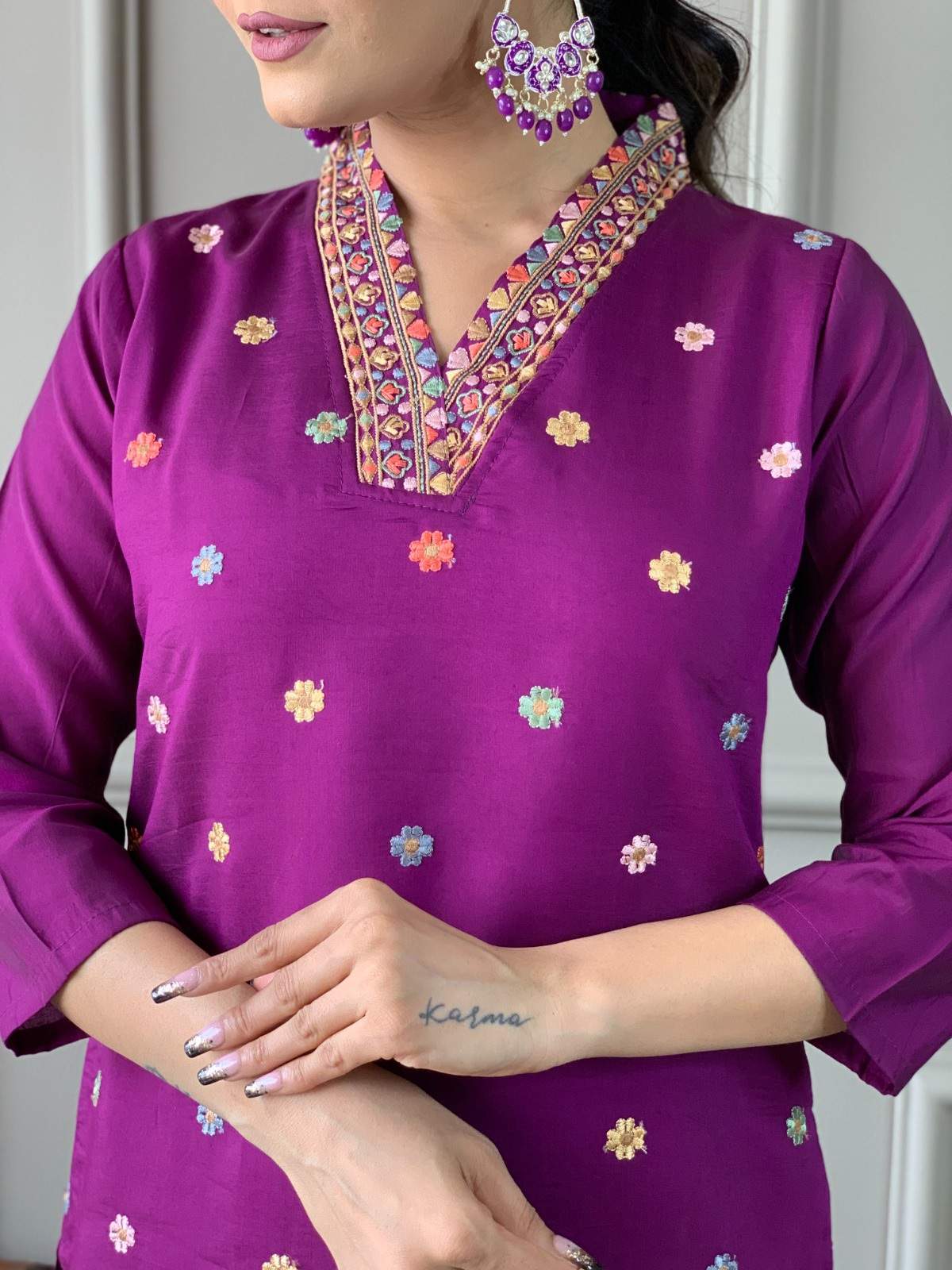 Embroidery Viscose Chanderi Kurta Set