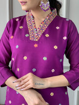 Embroidery Viscose Chanderi Kurta Set