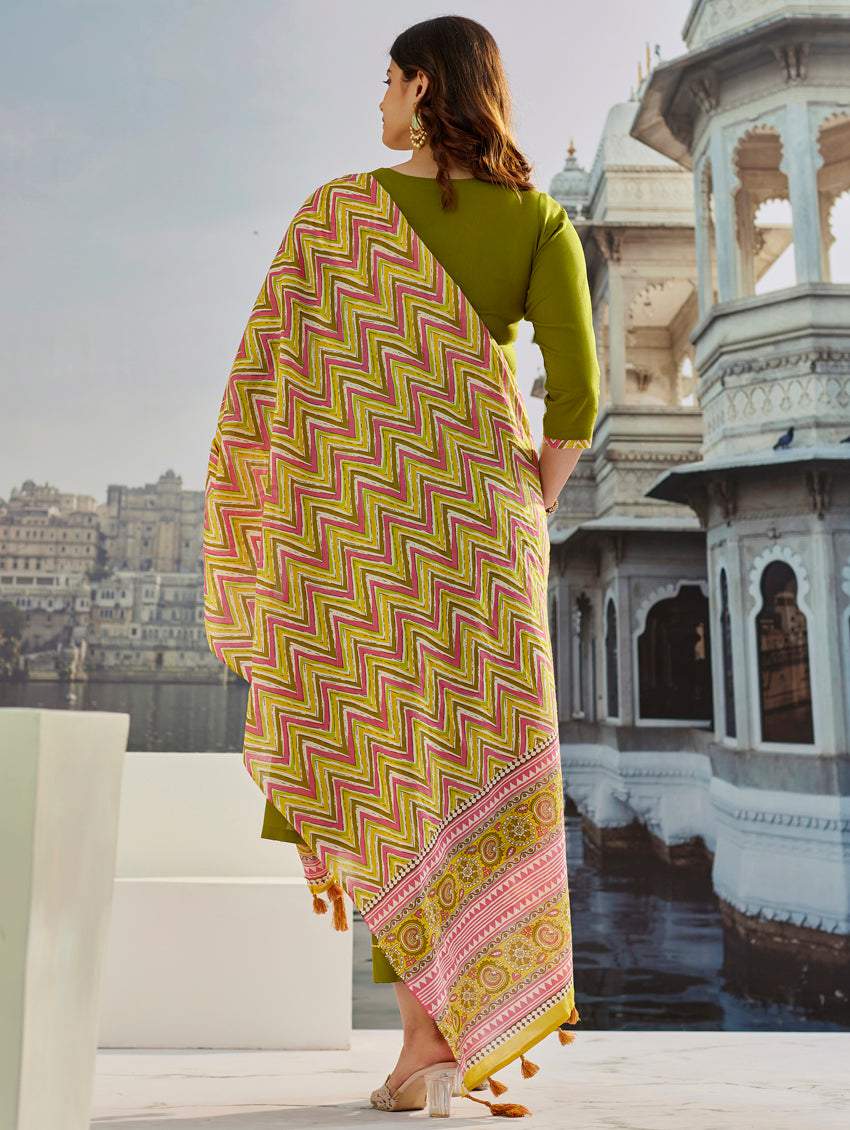 Embroidery Muslin Cotton Kurta Set