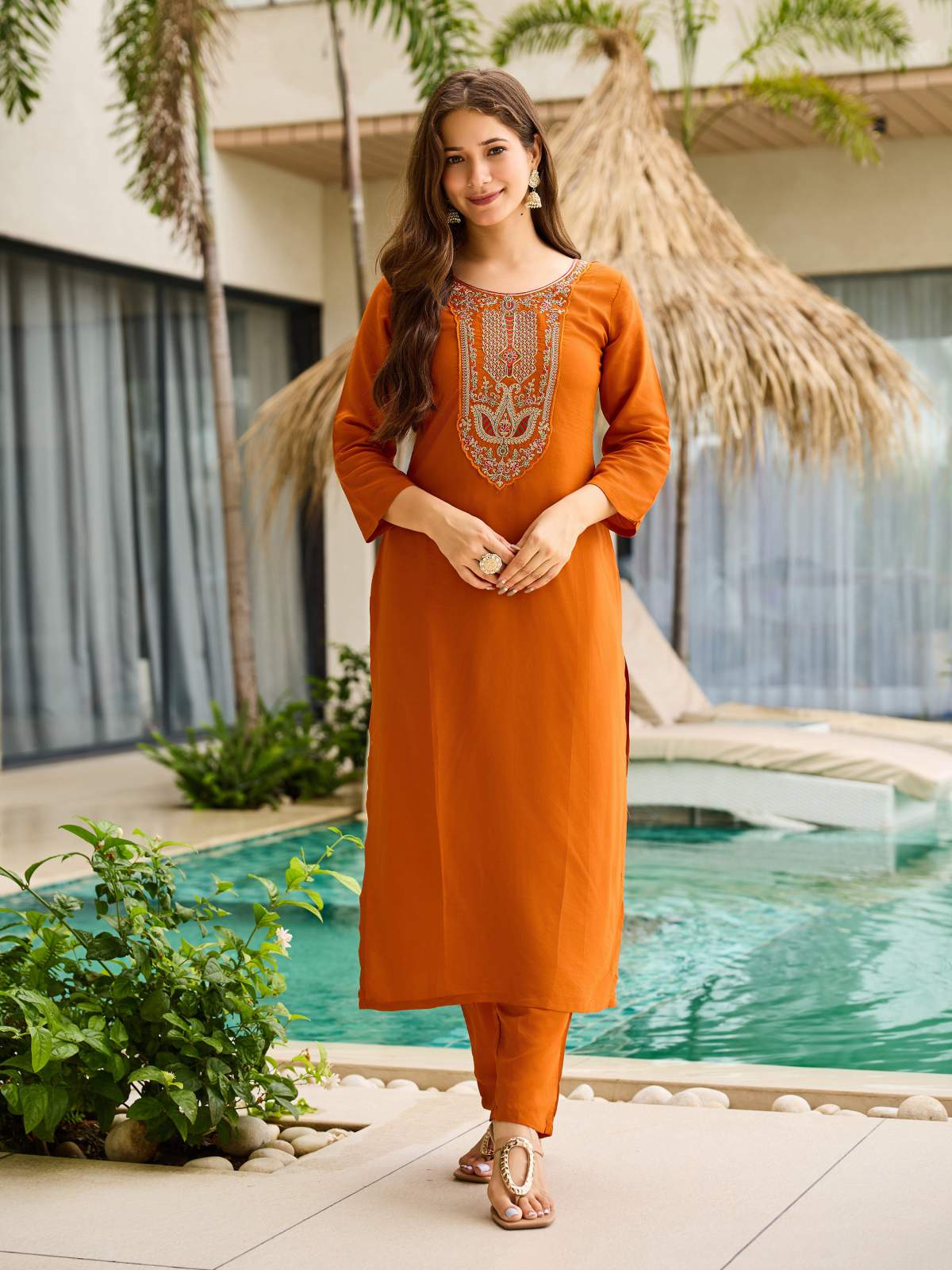 Embroidared Rayon Kurta Set