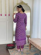 Hand Mirrored Franch Crepe Kurta Set