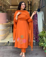 Embroidery Rayon Slub Kurta Set