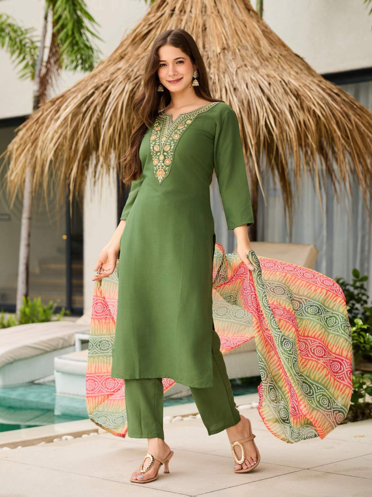 Embroidared Rayon Kurta Set