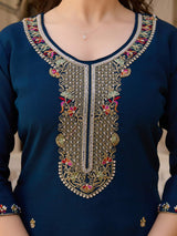 Embroidared Beads Viscose Chanderi Kurta Set
