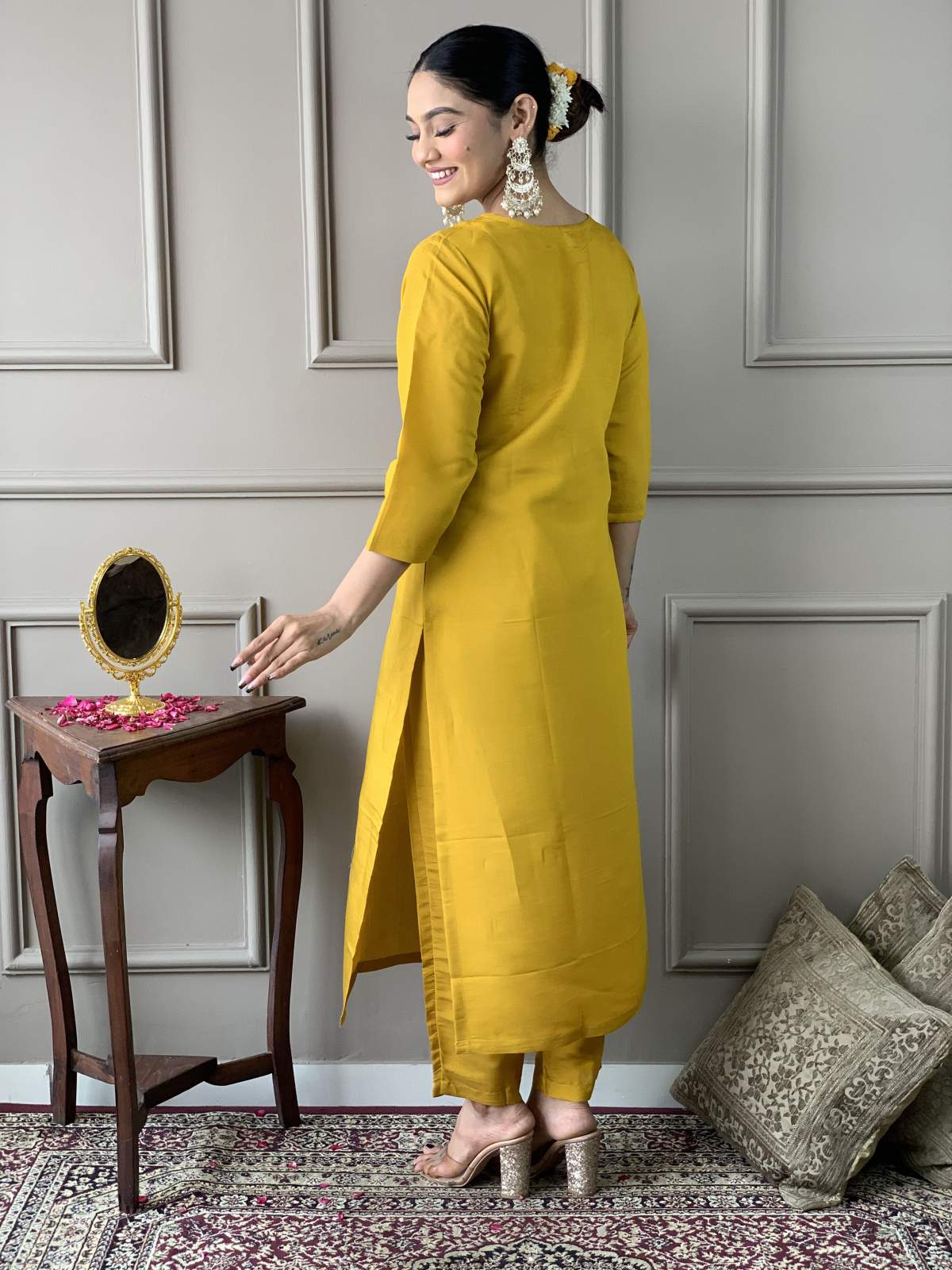 Embroidery Chanderi Kurta Set