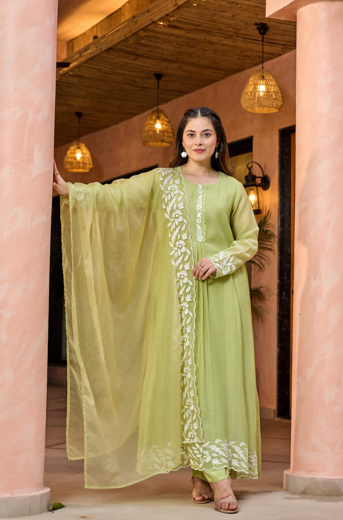 Embroidared Chanderi Silk Kurta Set