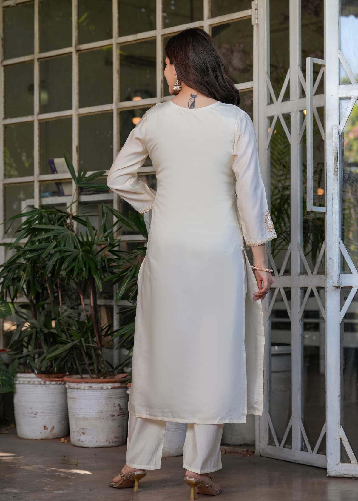 Embroidered Work - Viscose Chanderi Kurta Set