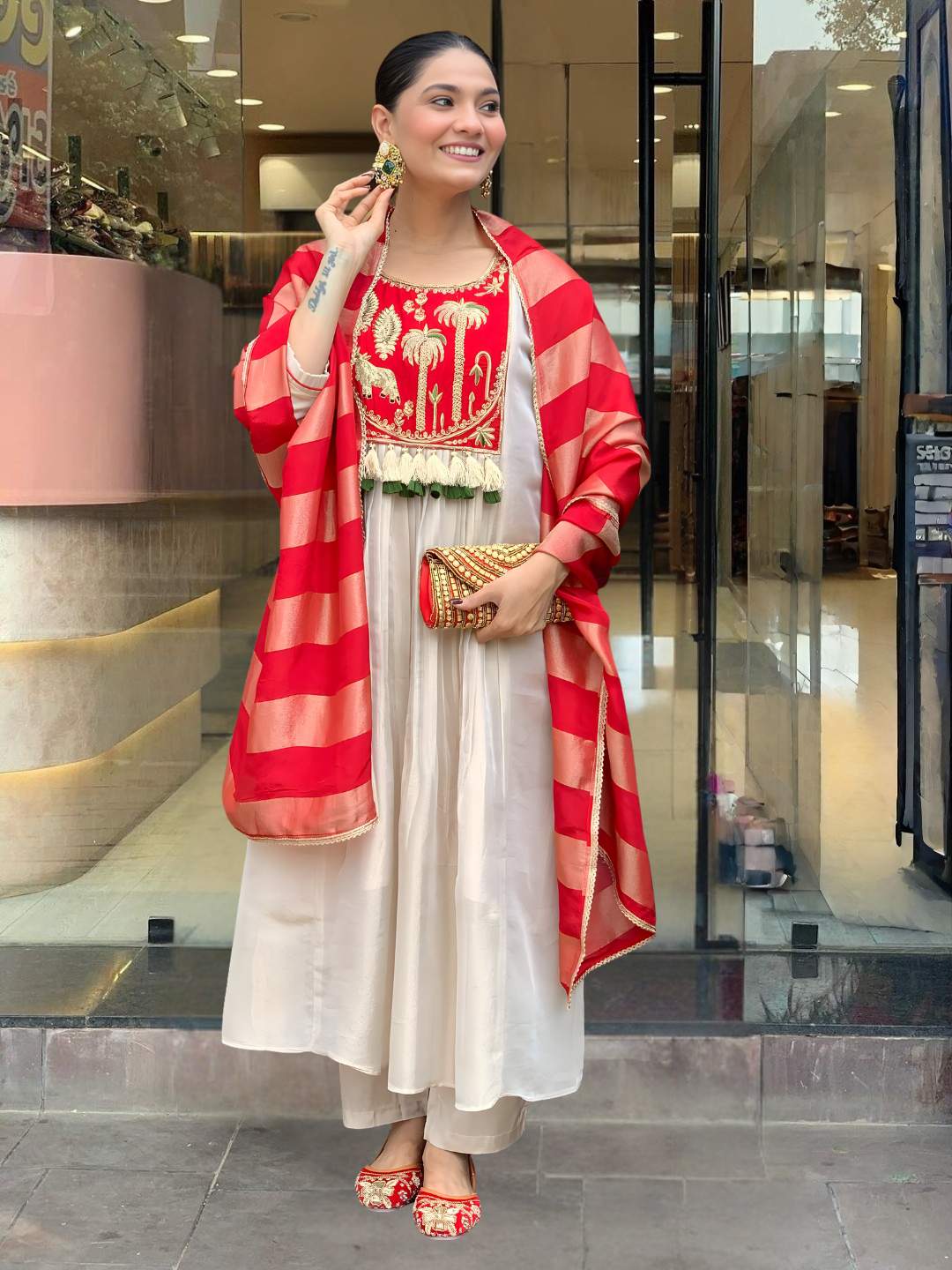 Pink Embroidared Silk Kurta Set