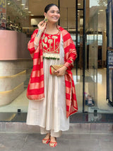 Pink Embroidared Silk Kurta Set