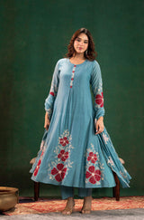 Embroidared Chanderi Silk Kurta Set