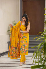 Printed French Crepe Kurta Set