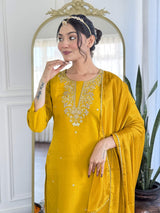 Embroidery Viscose Chanderi Kurta Set