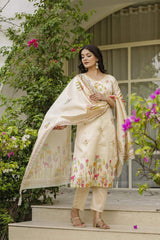 Embroidared Beads Viscose Assam Silk Kurta Set