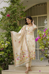 Embroidared Beads Viscose Assam Silk Kurta Set