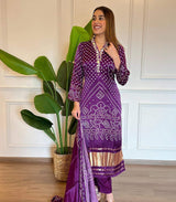 Position Print With Embroidery Viscose Kurta Set