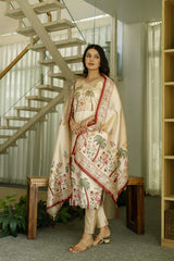 Embroidared Beads Viscose Assam Silk Kurta Set
