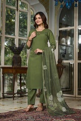 Embroidared Viscose Chanderi Kurta Set