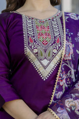 Embroidared Chanderi Cotton Kurta Set