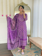 Hand Mirrored Franch Crepe Kurta Set