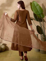 Embroidared Vichitra Silk (full Inner) Kurta Set