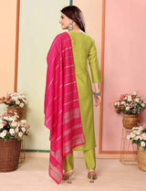Heavy Embroidered Silk Kurta Set