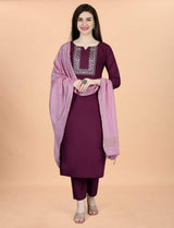 Embroidery Cotton Blend Kurta Set