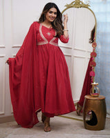 Pink Embroidared Muslin Cotton (cottan Inner) Kurta Set